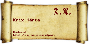 Krix Márta névjegykártya